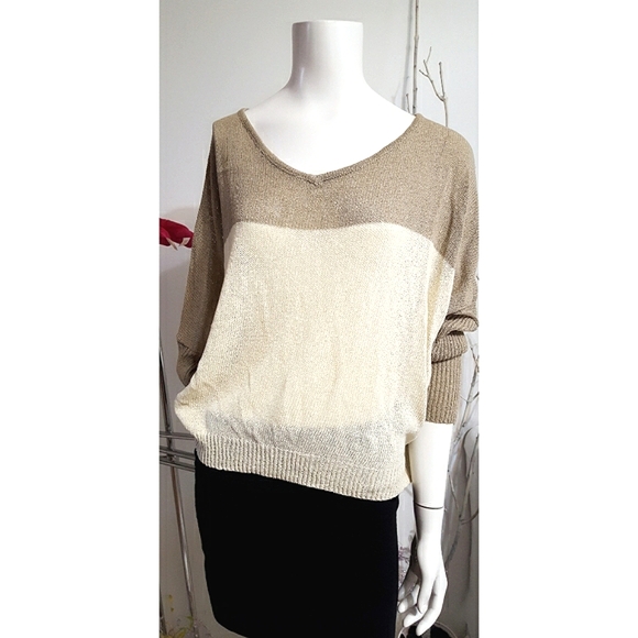 🔖Vtg 90's-Y2K Knit Top🍂TU 🍂Breathable|Fishnet Back| Wide Long Sleeve - Picture 3 of 12